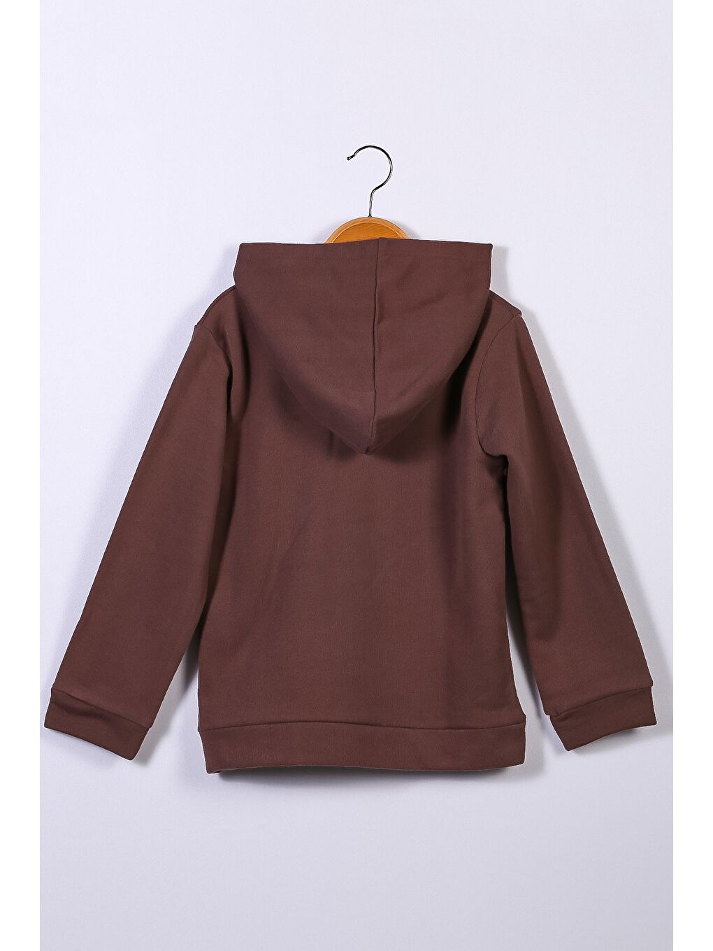 Kahverengi Unisex Çocuk Kapüşonlu Sweatshirt  5 12Yaş-1