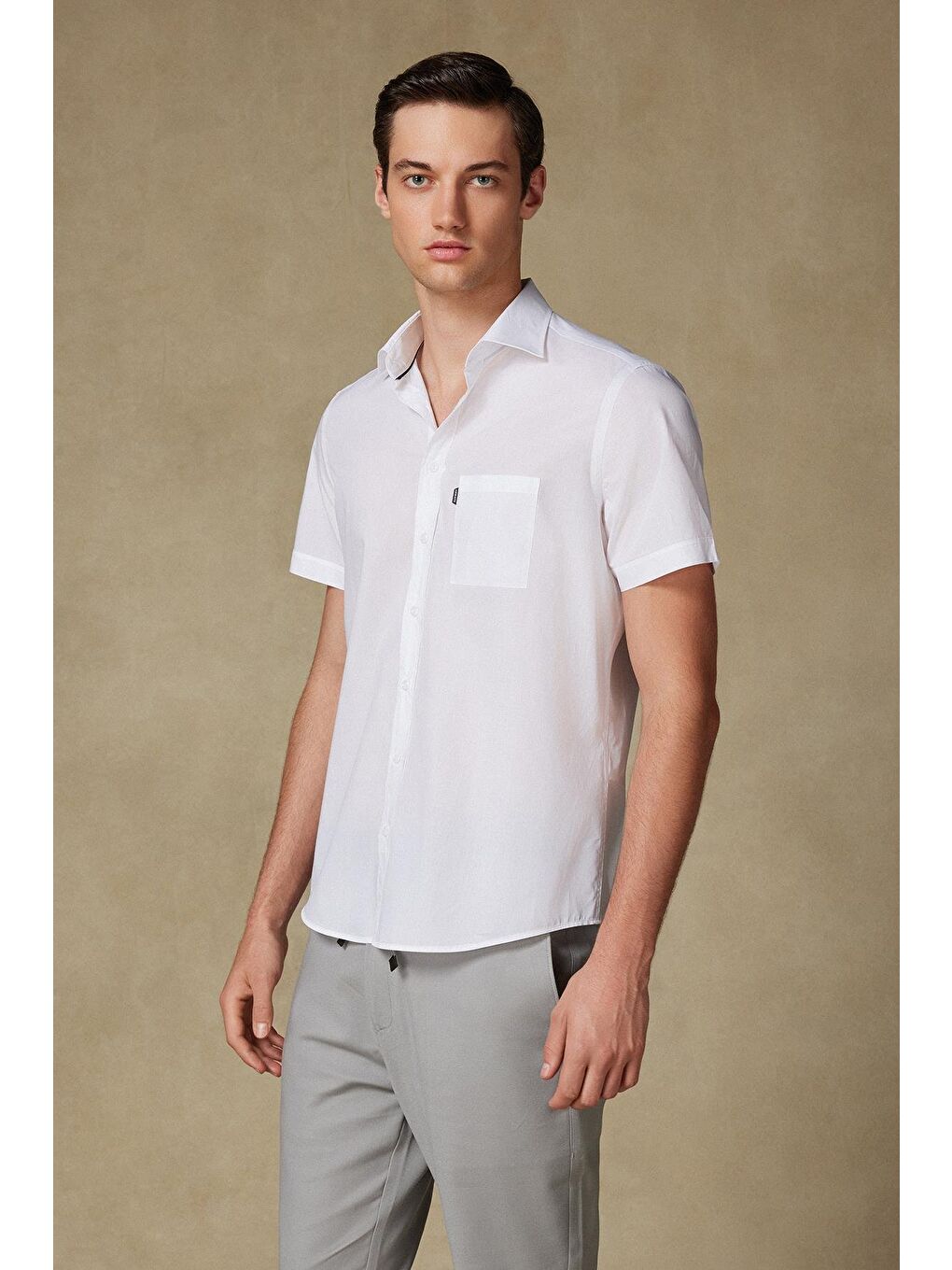 Vento Poplin Pamuklu Comfort Fit Beyaz Klasik Yaka Erkek Düz %100 Pamuk Gömlek