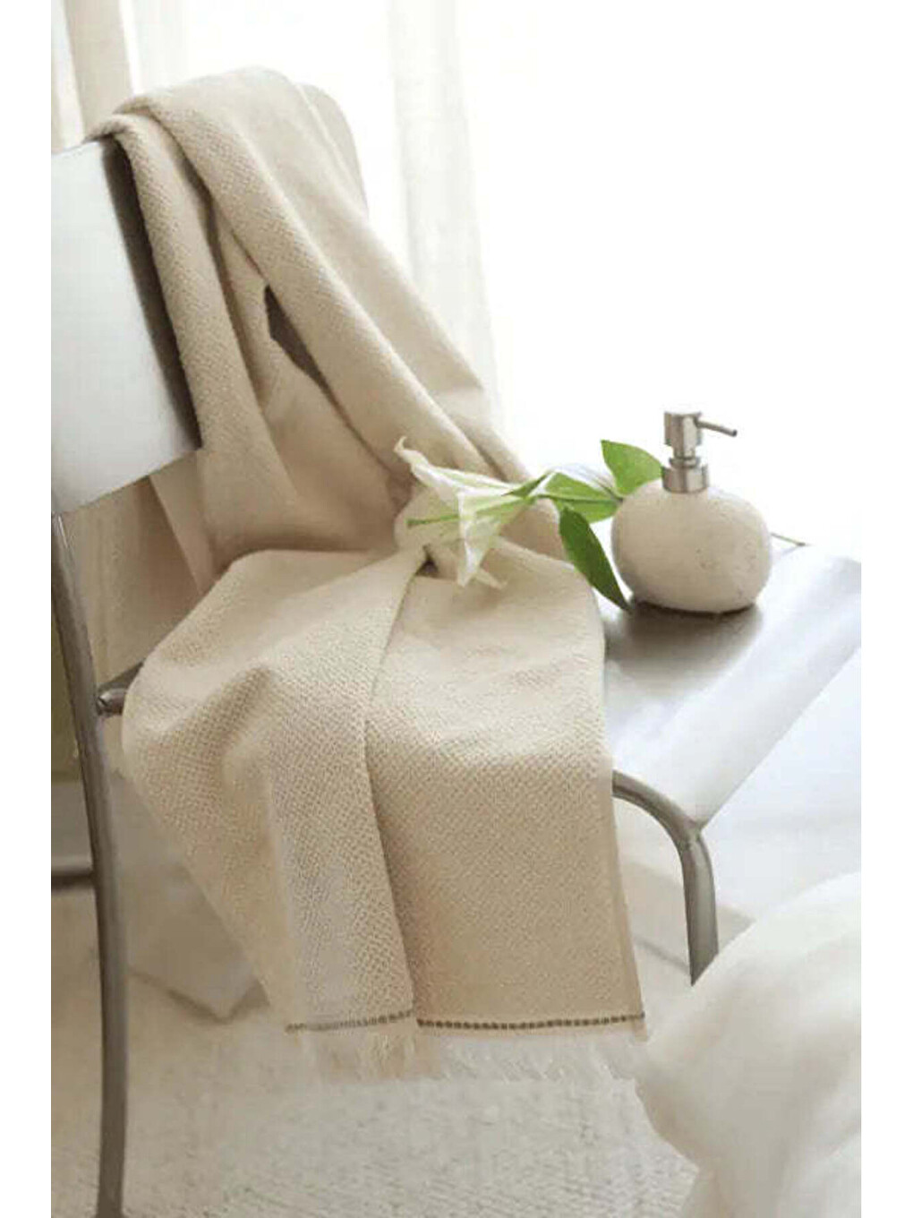 Travertine 3 Parça Banyo Seti Açık Bej-5
