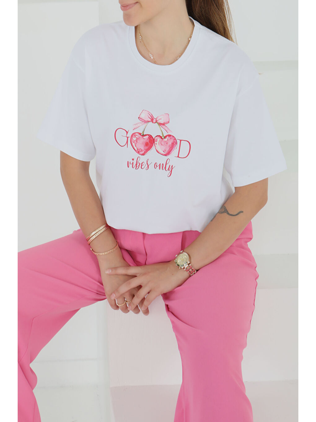 Baskılı Kısa Kollu T-Şhirt Beyaz - 27500-1