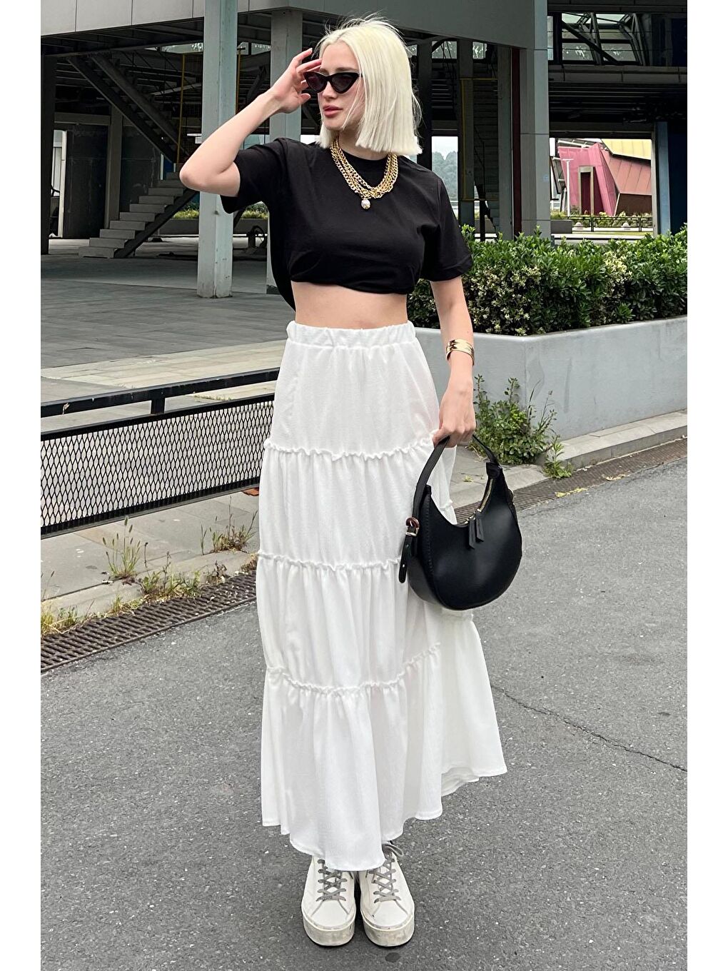 Siyah Bisiklet Yaka Basic Kadın Tişört Mg2075-3