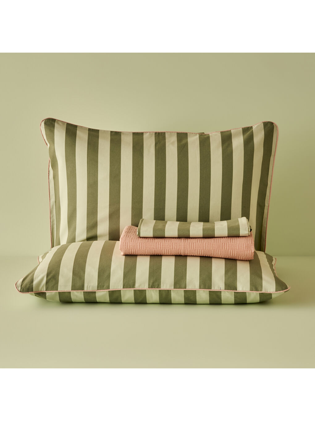 Bella Maison Pembe %100 Pamuk Line Çift Kişilik Pike Takımı Somon (200x220 cm) - 2