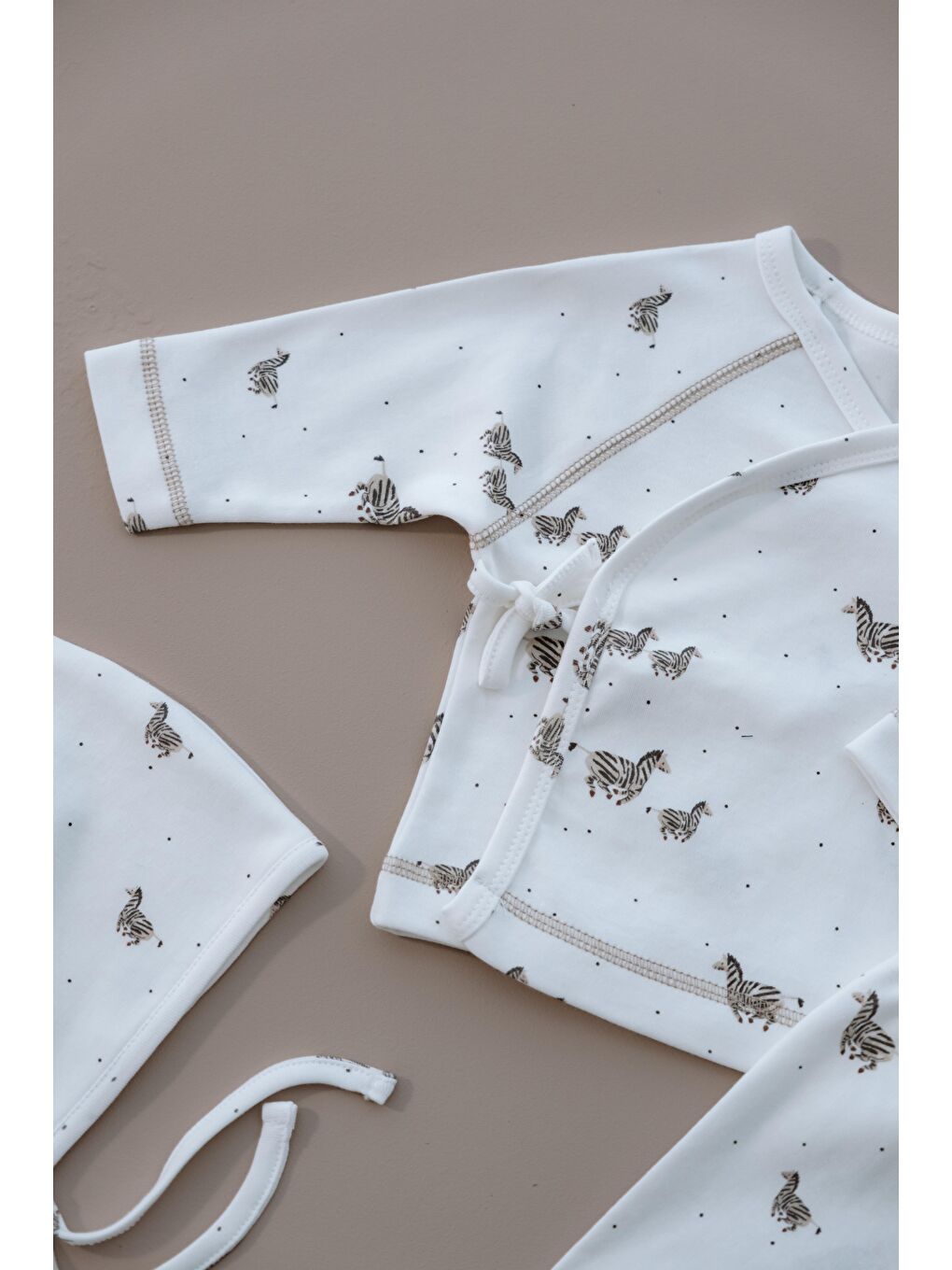 Beyaz Zebra Baskılı Pure Hug Serisi Kruvaze 3'lü Takım-5