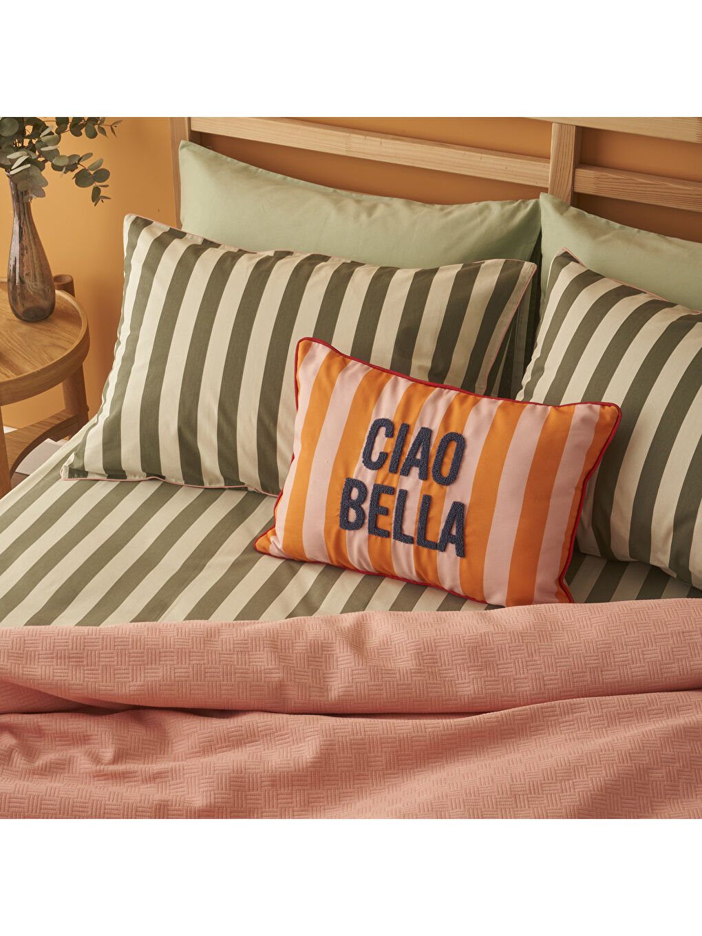 Bella Maison Pembe %100 Pamuk Line Tek Kişilik Pike Takımı Somon (150x220 cm) - 1
