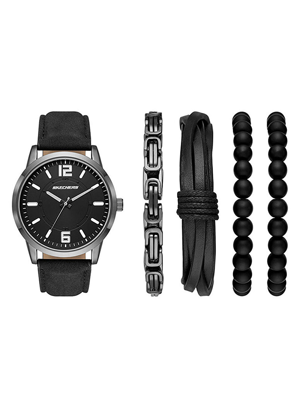 Siyah SR9043 Erkek Set Kol Saati ve Bileklik