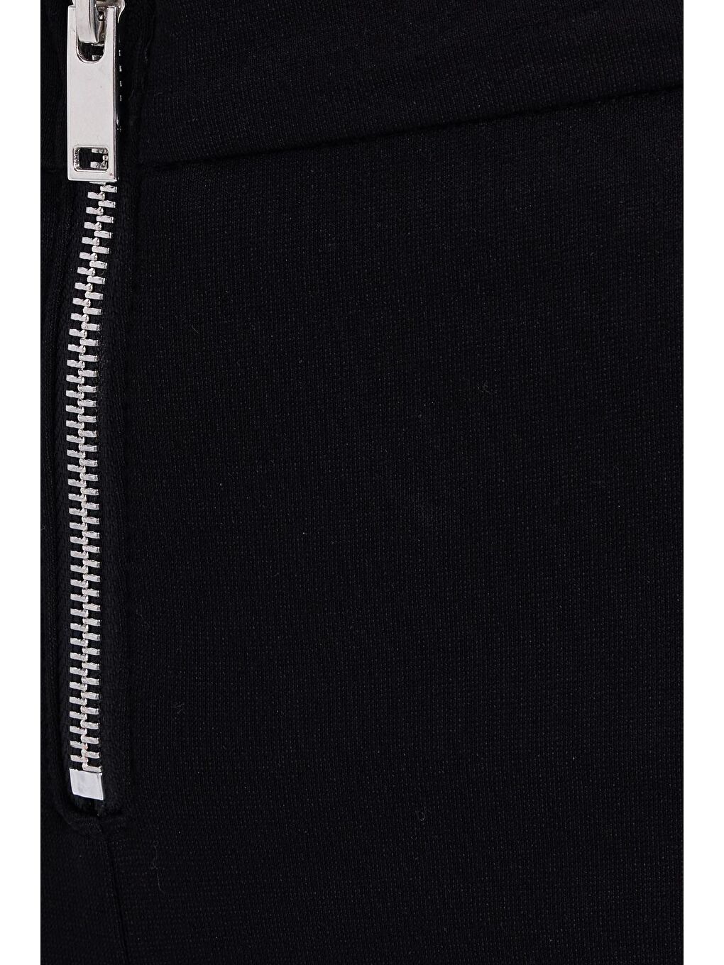 Kadın Slim Fit Dar Kesim Geniş Paça Fermuarlı Siyah Pantolon-5