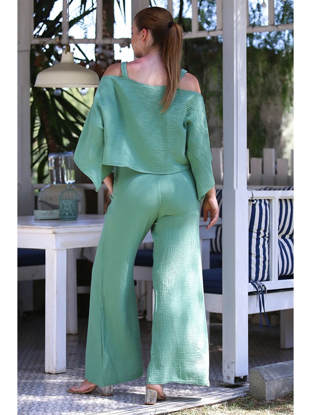 Yeşil Organik Sertifikalı Pamuk Mint Casual Dokuma Alt Üst Takım 50-110 70-65-1