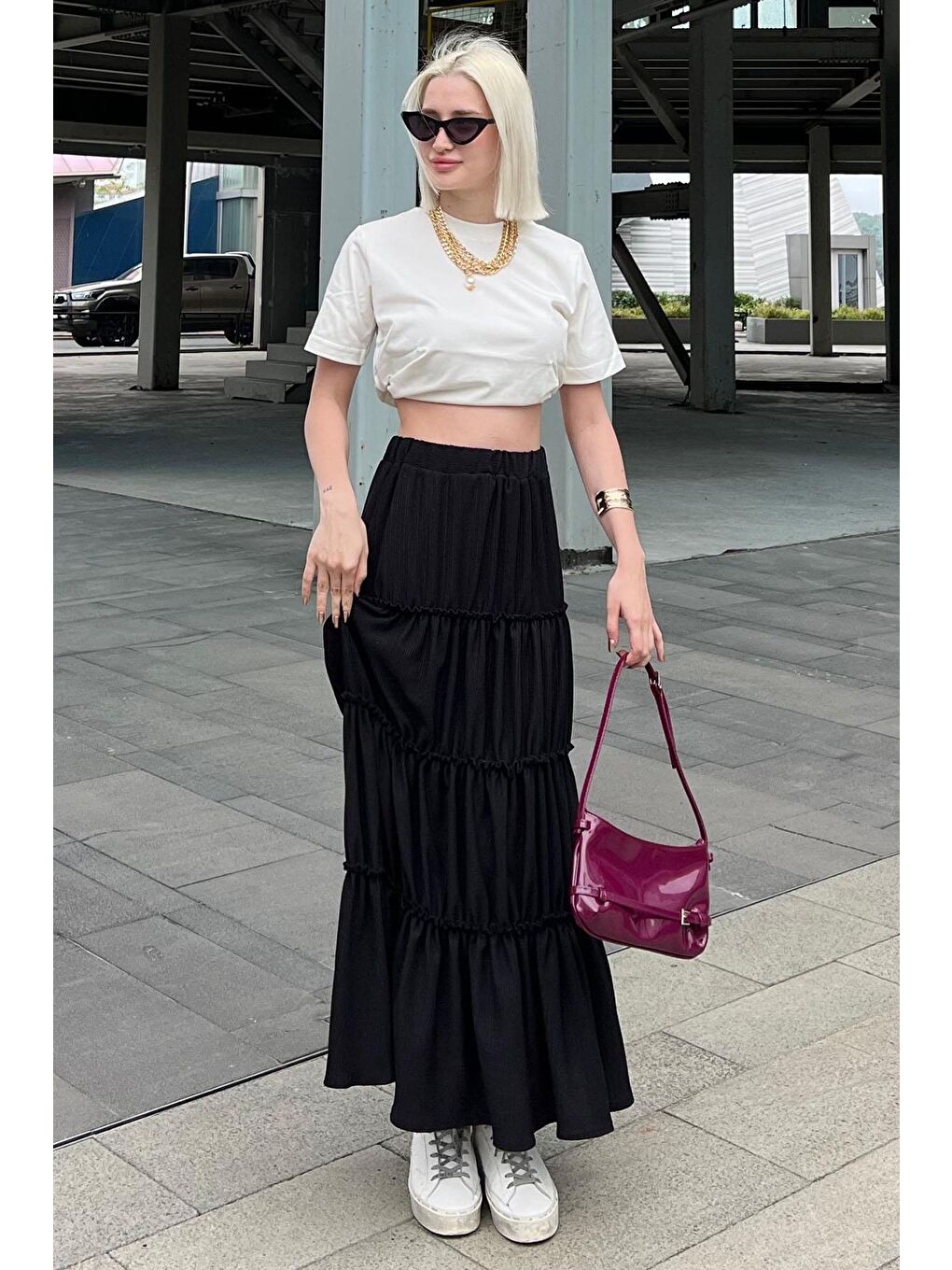 Ekru Bisiklet Yaka Basic Kadın Tişört Mg2075-2