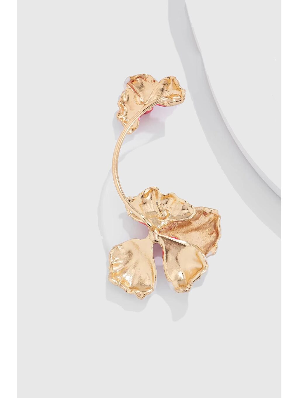 Sarı Kiraz Çiçeği Emaye Üç Boyutlu Çiçek Kulak Aksesuarı Ear Cuff Kıkırdak Küpe-1