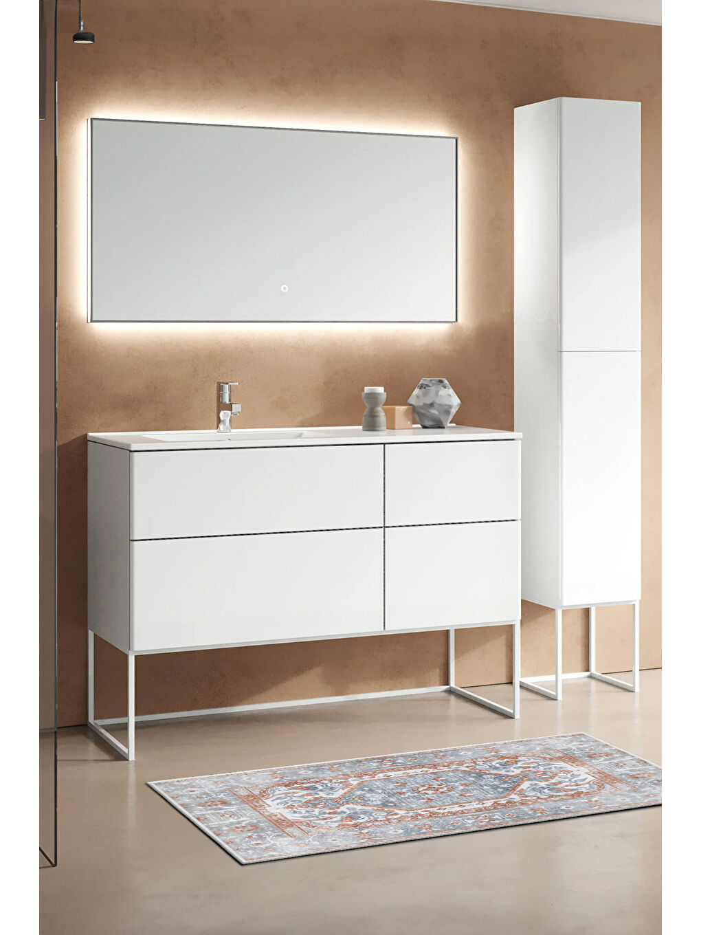 Gri Dekoratif Özel Tasarım Yıkanabilir İnce Kaymaz Tabanlı Modern Halı KECE FR12-3