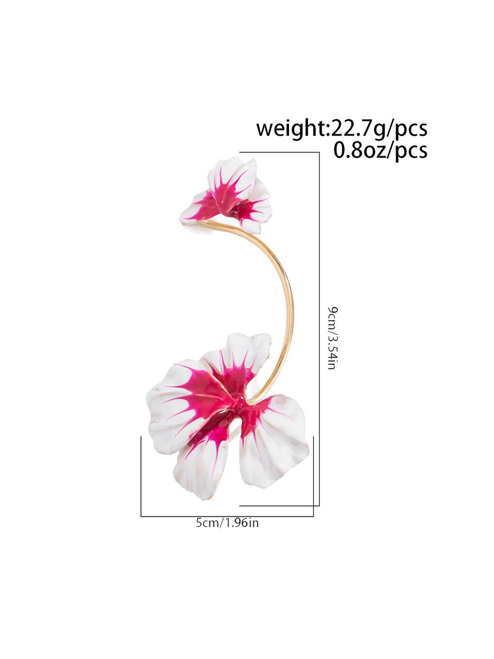 Sarı Kiraz Çiçeği Emaye Üç Boyutlu Çiçek Kulak Aksesuarı Ear Cuff Kıkırdak Küpe-3