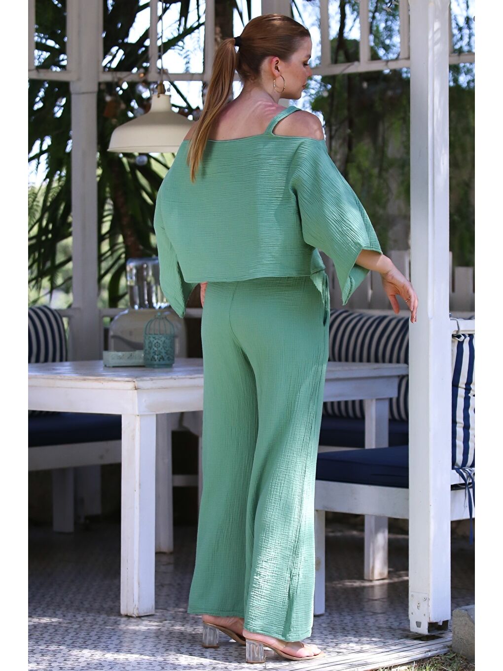 Yeşil Organik Sertifikalı Pamuk Mint Casual Dokuma Alt Üst Takım 50-110 70-65-7