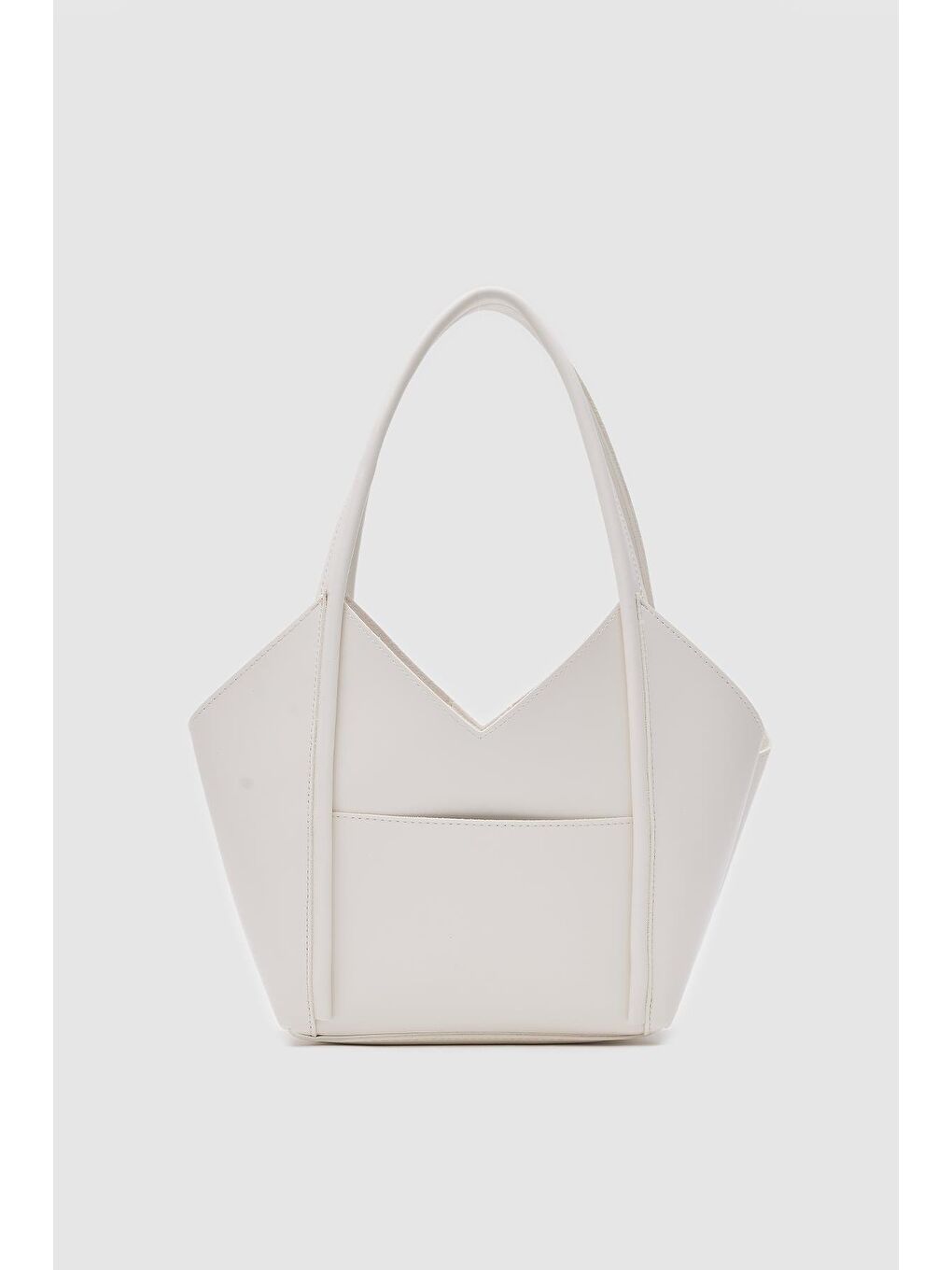 Ekru Geza Asimetrik Omuz Çantası Krem