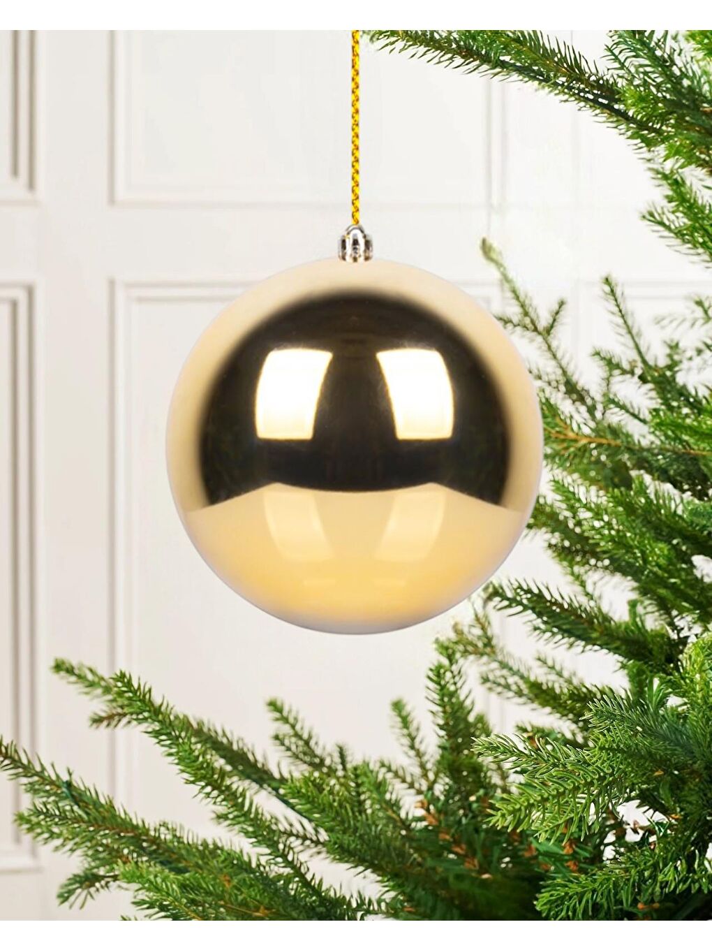 Sarı Yılbaşı Topları Çam Ağacı Süsleri Altın 20 cm
