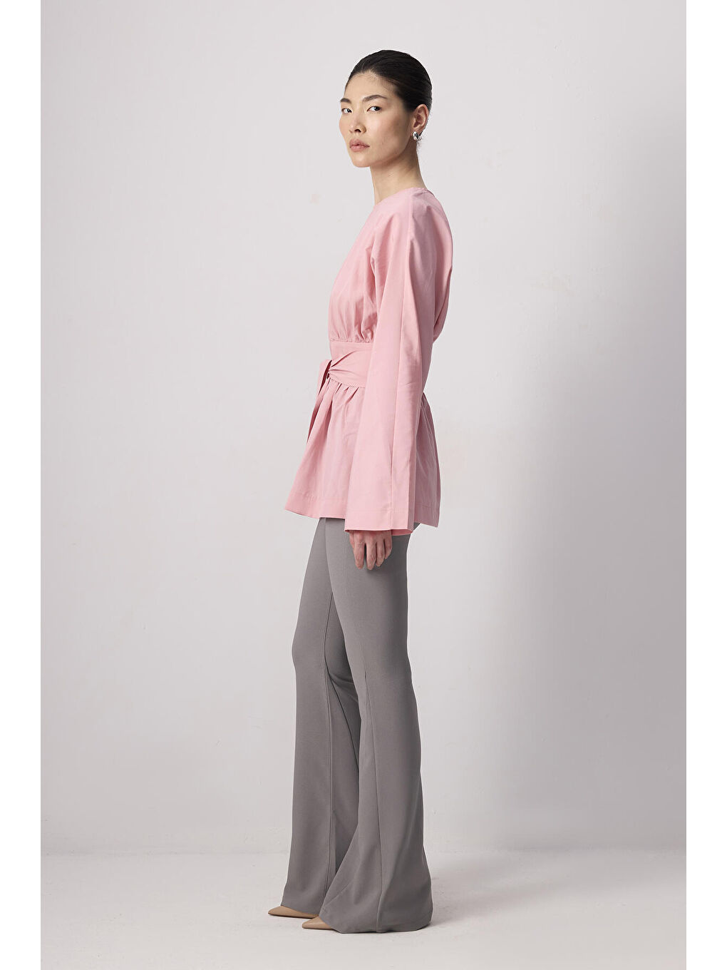 Pembe Bağlama Detaylı Poplin Tunik-2