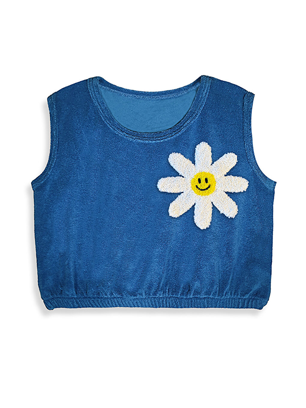 Mavi Gülen Çiçek Kız Çocuk Havlu T-shirt ve Şort Takım-2