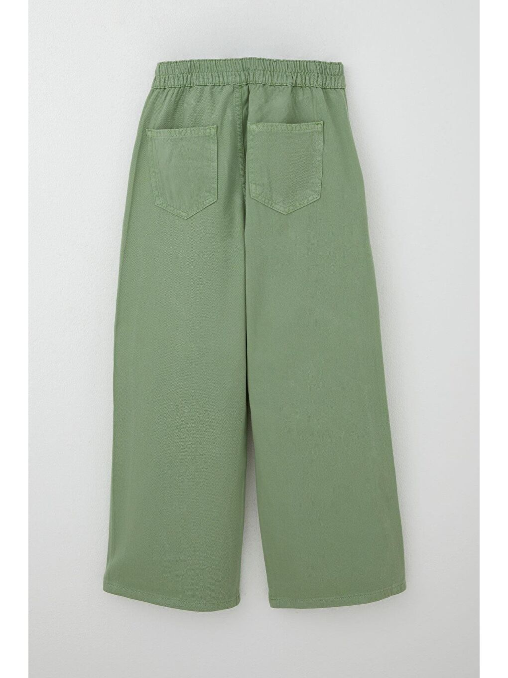 Kız Çocuk Gabardin Pantolon Geniş Paça Beli Lastikli Mint Yeşili (5-9 Yaş)-1