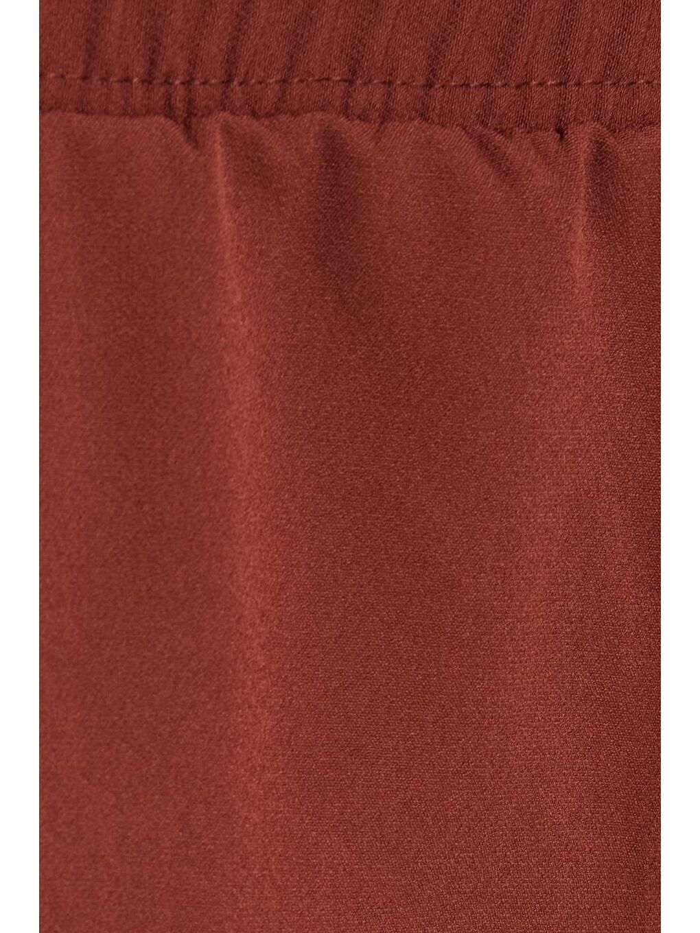 Kadın Relax Fit Rahat Kesim Yüksel Bel Dar Paça Beli Lastikli Bağcıklı Kahverengi Pantolon-5