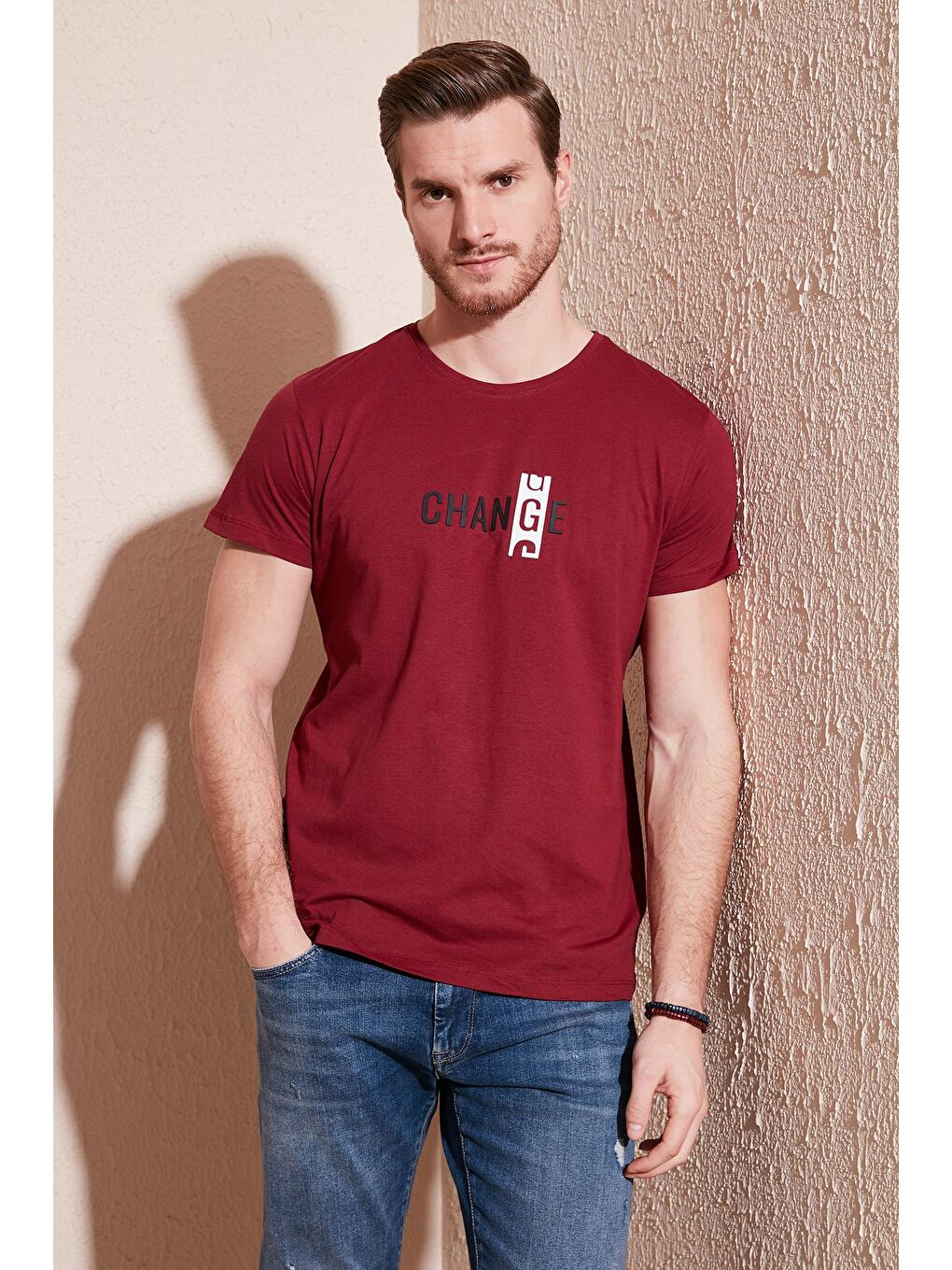 Buratti Bordo Pamuklu Slim Fit Bisiklet Yaka T Shirt 541CHANGE24