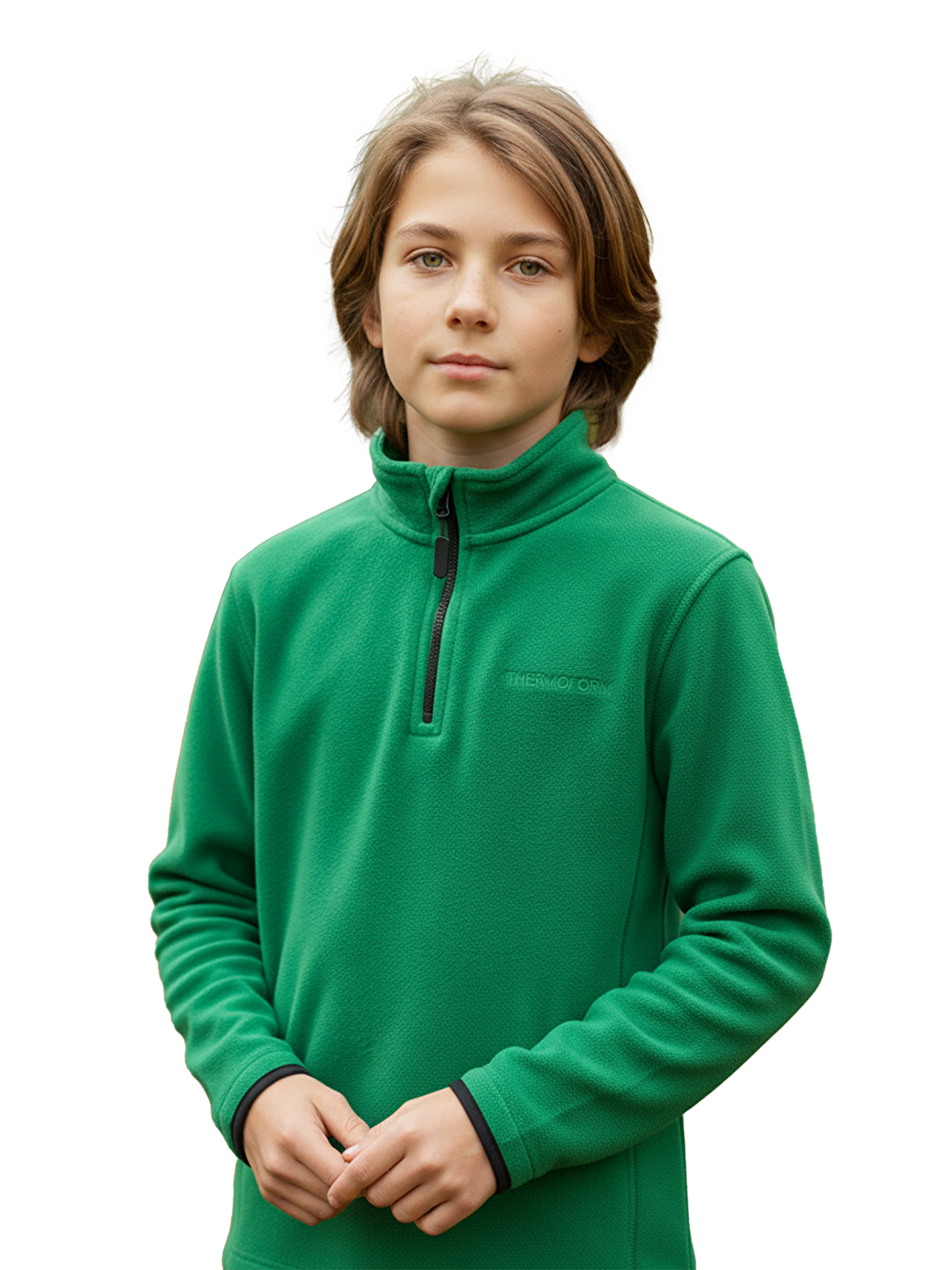 Yeşil Polarline Çocuk 1/4 Fermuar Sweatshirt YESİL