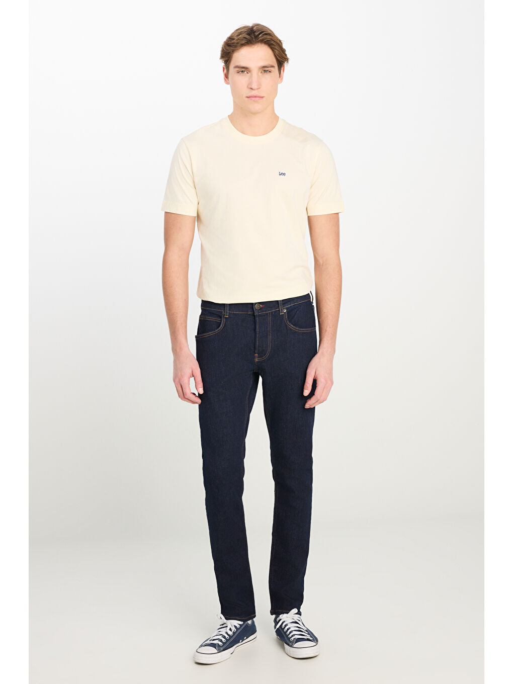 Lacivert Luke Slim Fit Dar Kesim Normal Bel Koyu Mavi Esnek Jean Pantolon-1