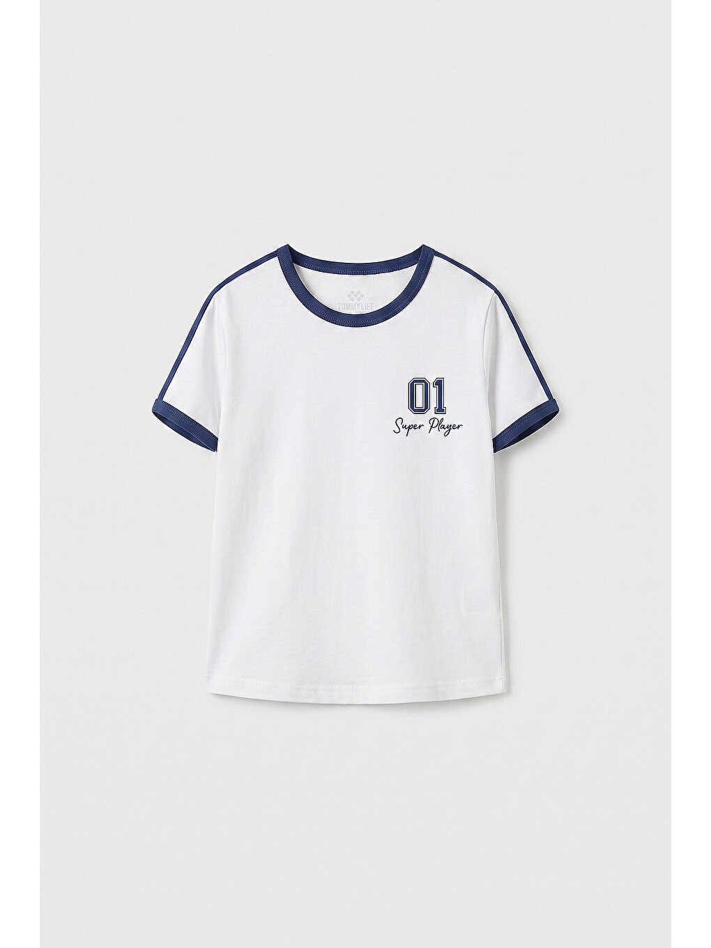Beyaz Omuz Biye Detaylı Baskılı Kız Çocuk T-shirt - 75181