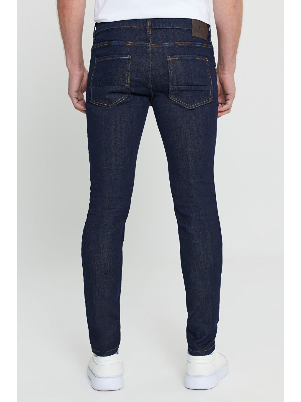 Erkek Koyu Lacivert Ekstra Slim Fit Dar Kesim Pamuklu Rıss Jean Denim Pantolon-6