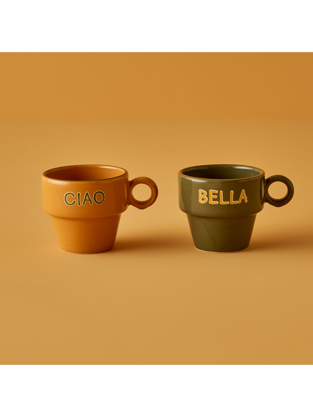 Bella Maison Karişik Line Espresso 2'li Set Hardal-Yeşil (105 cc) - 2