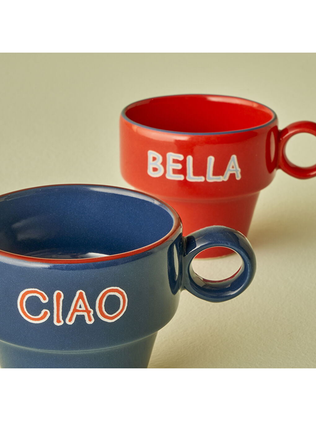 Karışık Line Espresso 2'li Seti Mavi-Kırmızı (105 cc)-3