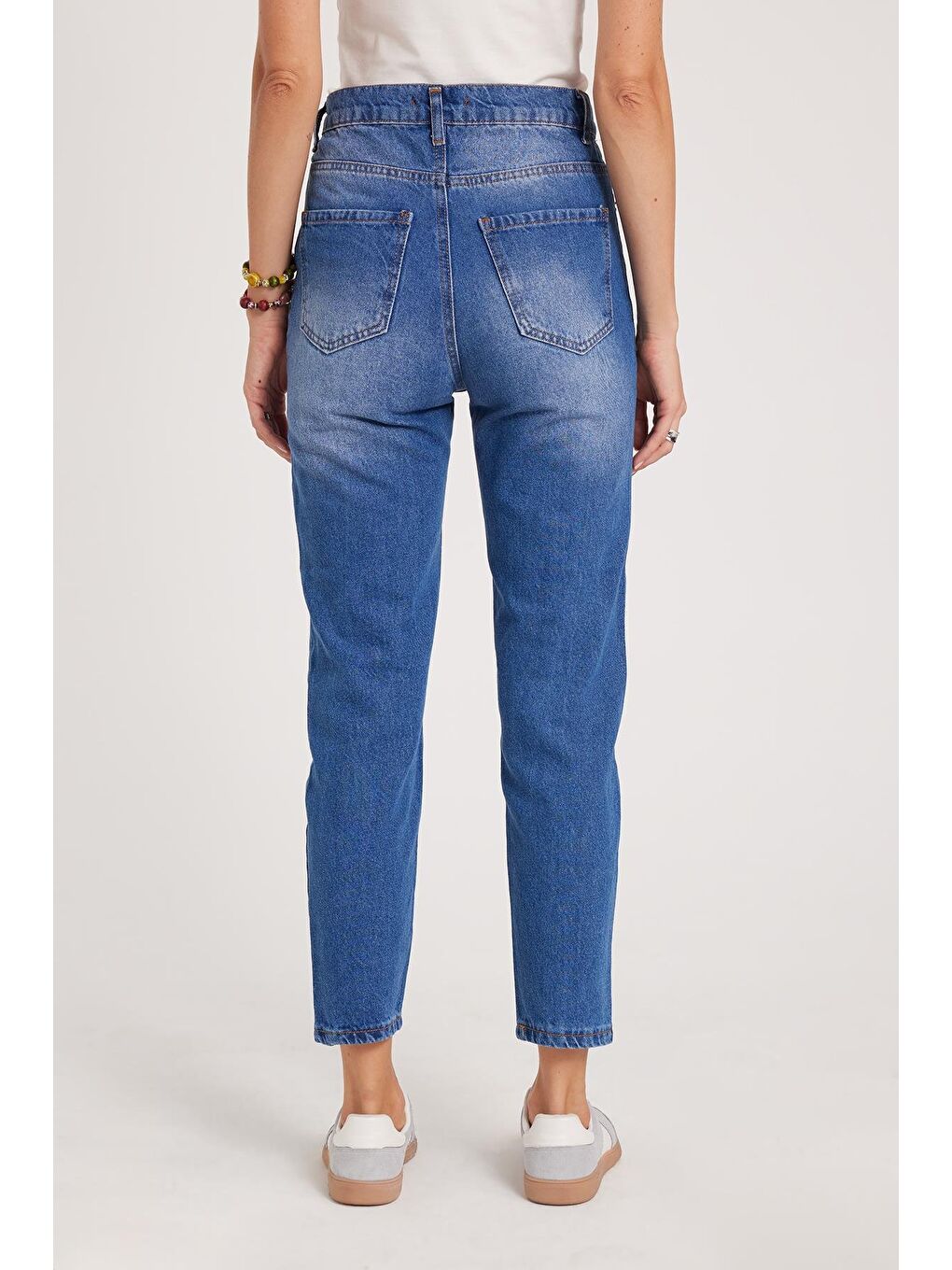 Kadın Slim Fit Dar Kesim Pamuklu Dar Paça Mavi Jean Pantolon-6