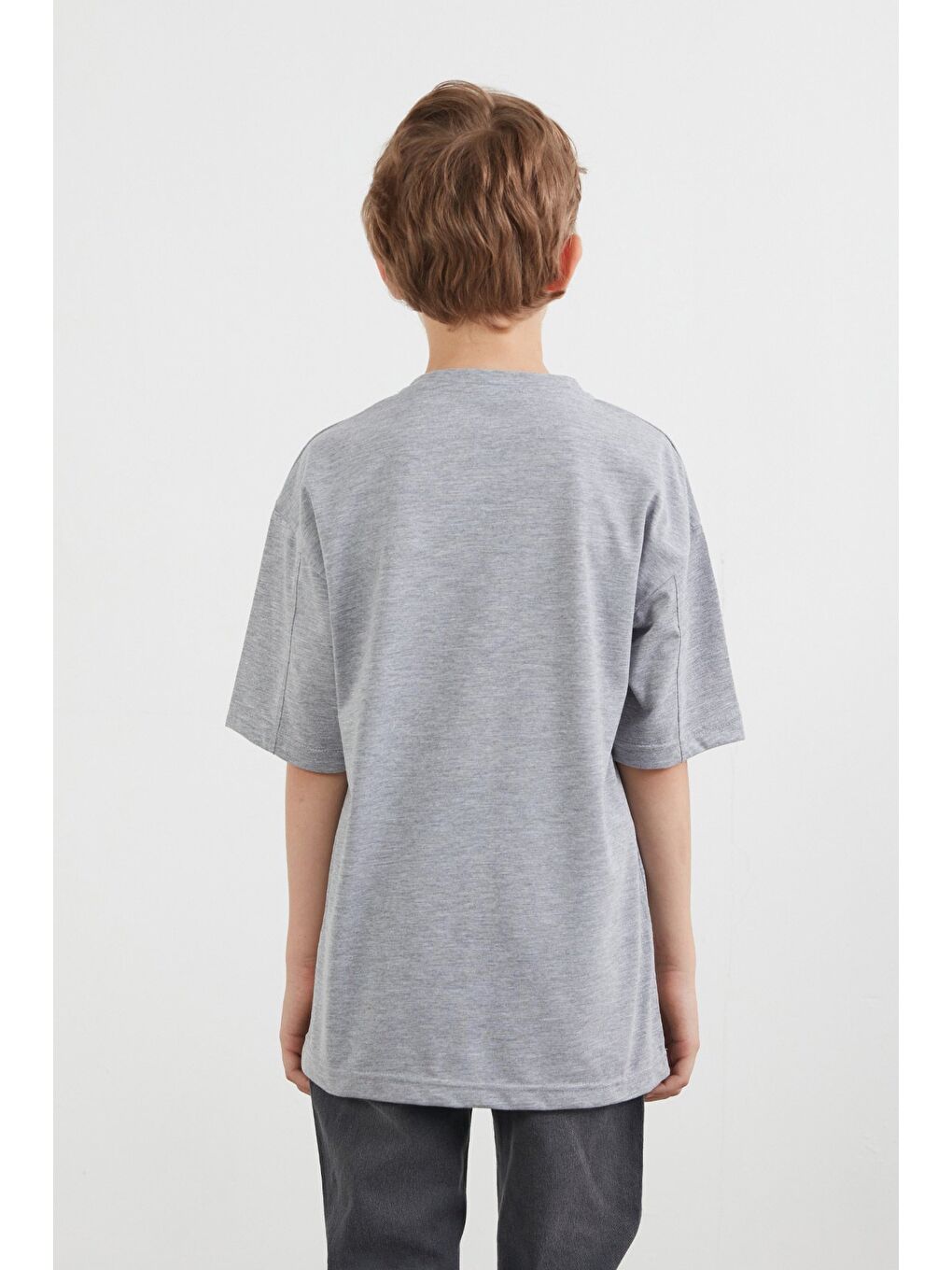 Gri Newyork Yazı Ve Ayıcık Baskılı Erkek Çocuk Tişört-3