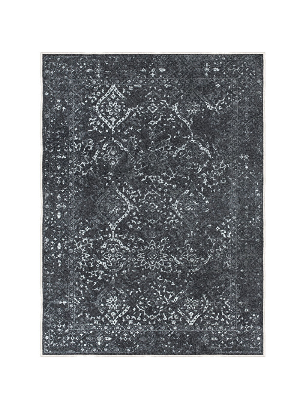 Siyah Dekoratif Özel Tasarım Yıkanabilir İnce Kaymaz Tabanlı Modern Halı KECE FR07