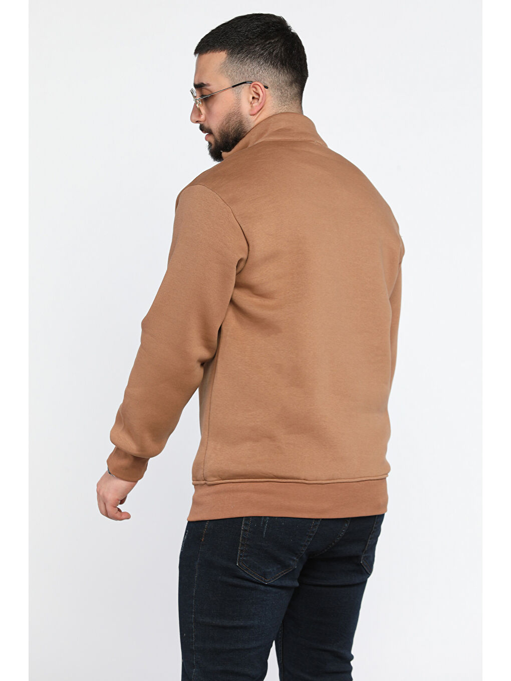 Mishar İtalia Kahverengi Erkek Yarım Balıkçı Yaka Şardonlu Fermuarlı Sweatshirt - 2