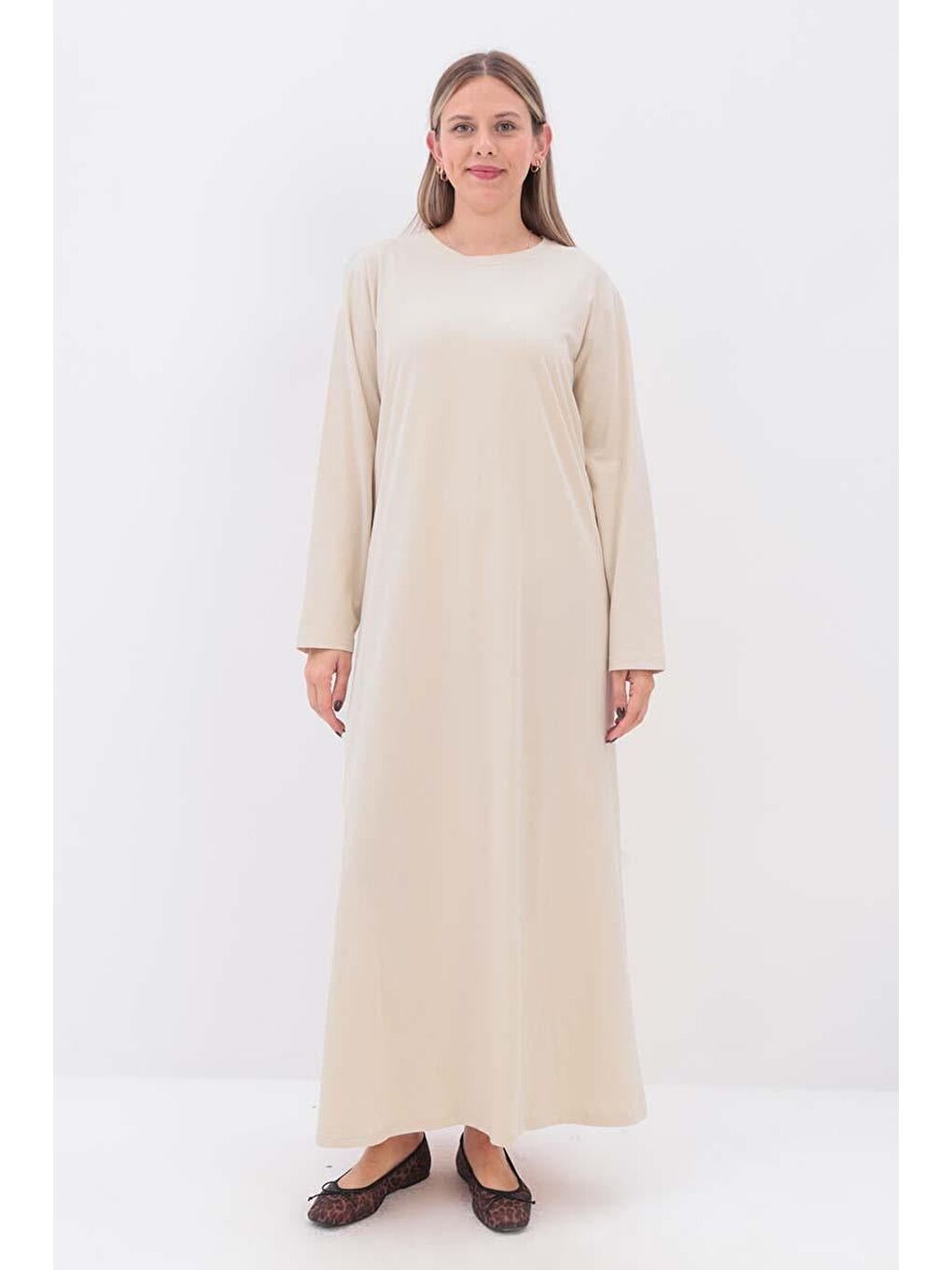 Bej Taş-Uzun Kollu İçlik Elbise-1