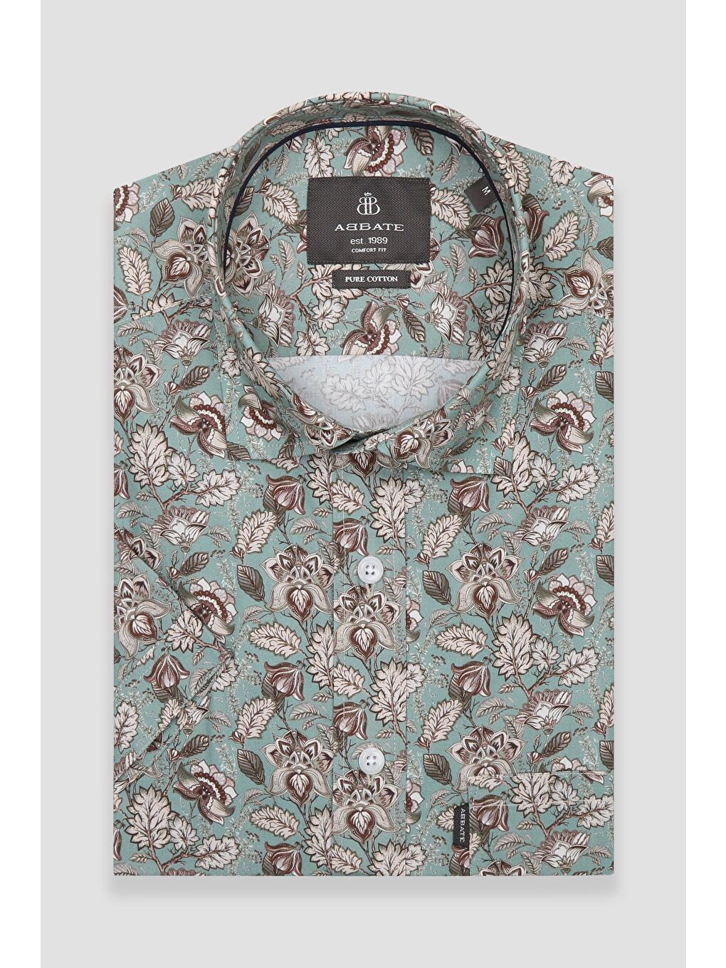 Vento Poplin Pamuklu Comfort Fit Yeşil Klasik Yaka Erkek Baskılı %100 Pamuk Gömlek-4