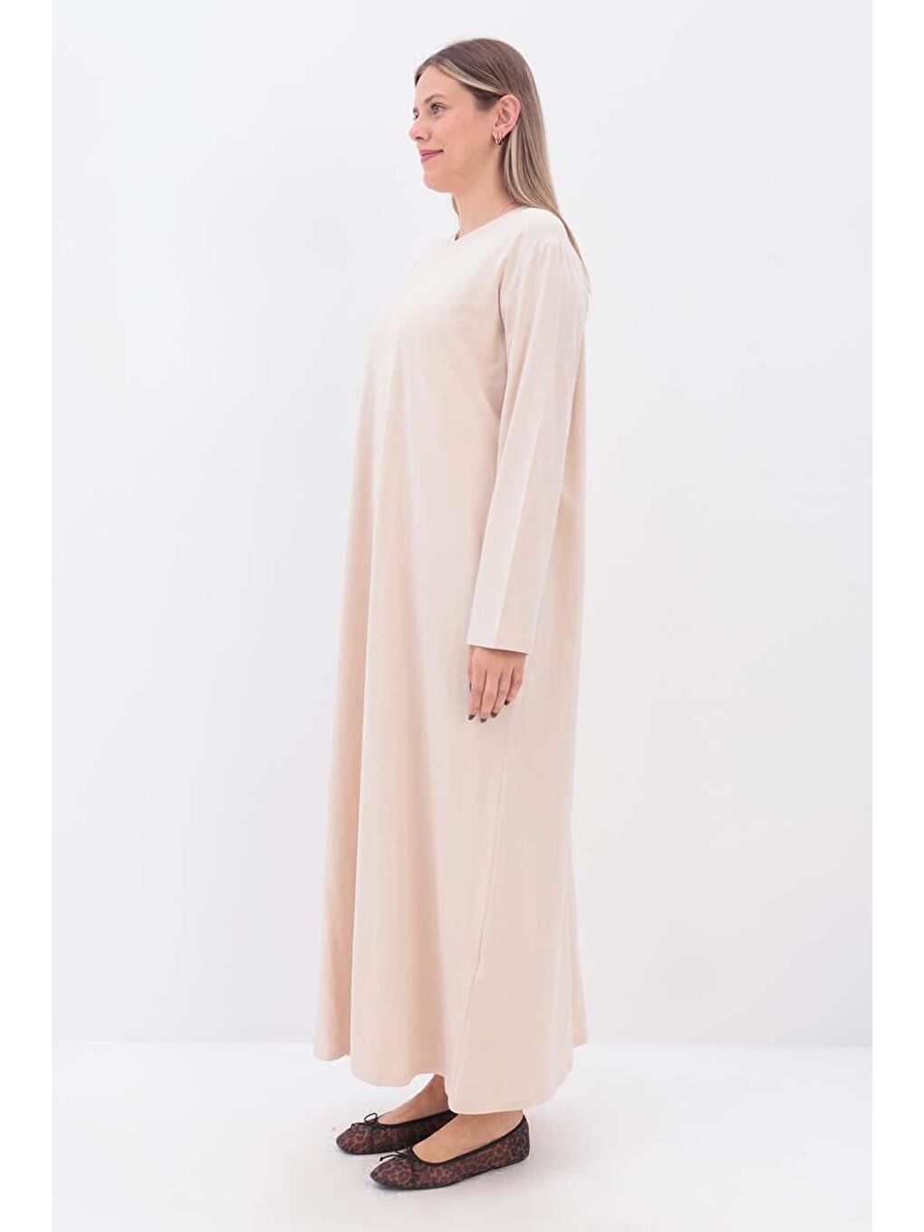 Bej Taş-Uzun Kollu İçlik Elbise-2