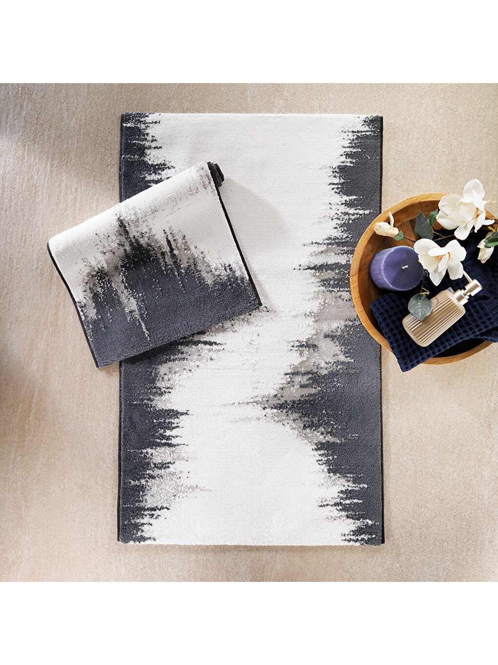 Home Natural 2’li Pamuk Floş Banyo Paspası 60x100 / 40x60 Cm - Gri