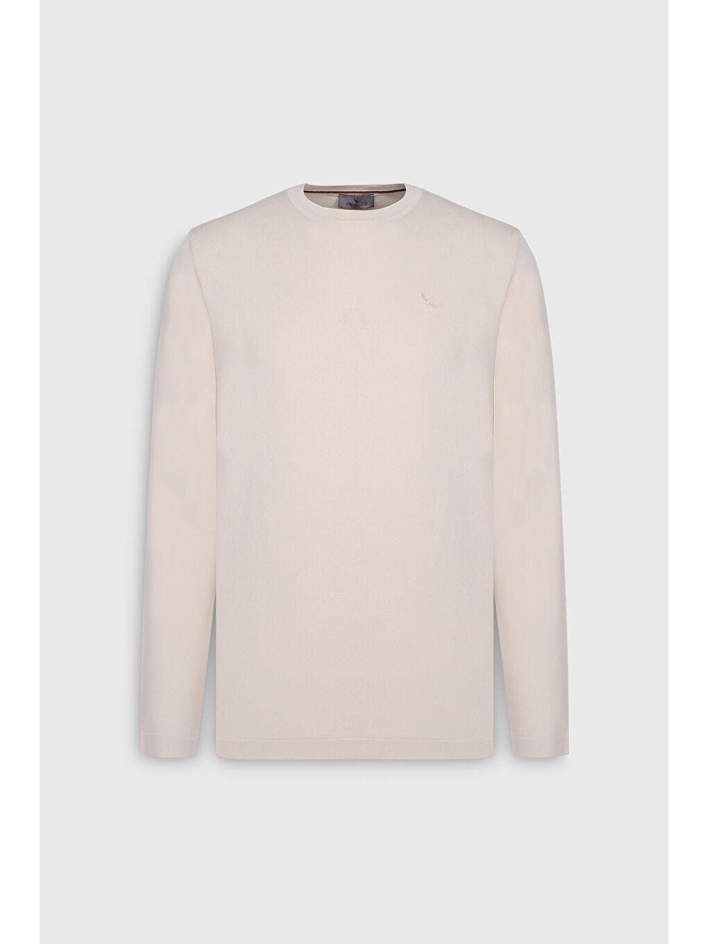 Erkek Bej Standart Fit Normal Kesim Bisiklet Yaka Triko Basic Kazak-5