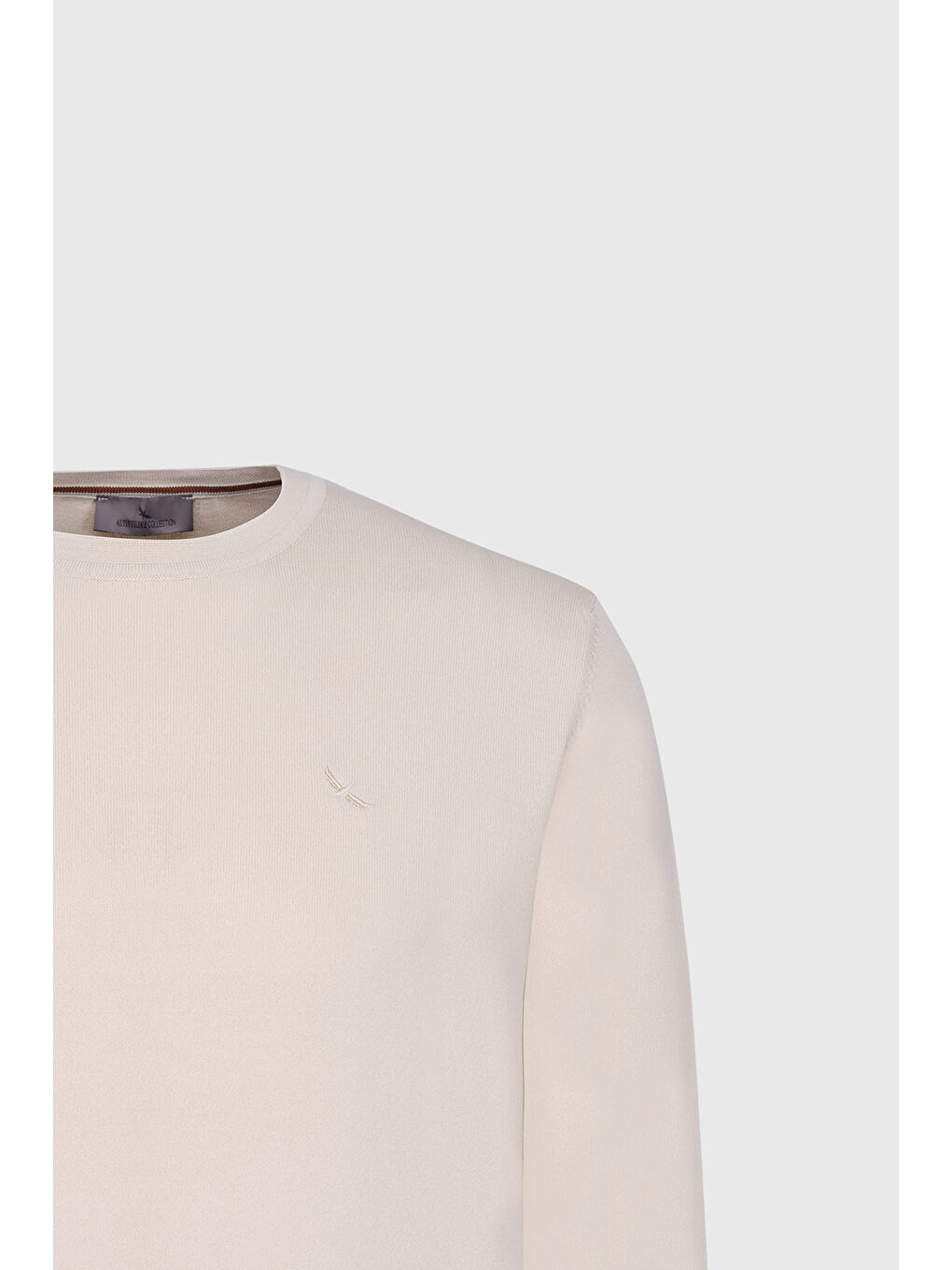 Erkek Bej Standart Fit Normal Kesim Bisiklet Yaka Triko Basic Kazak-6