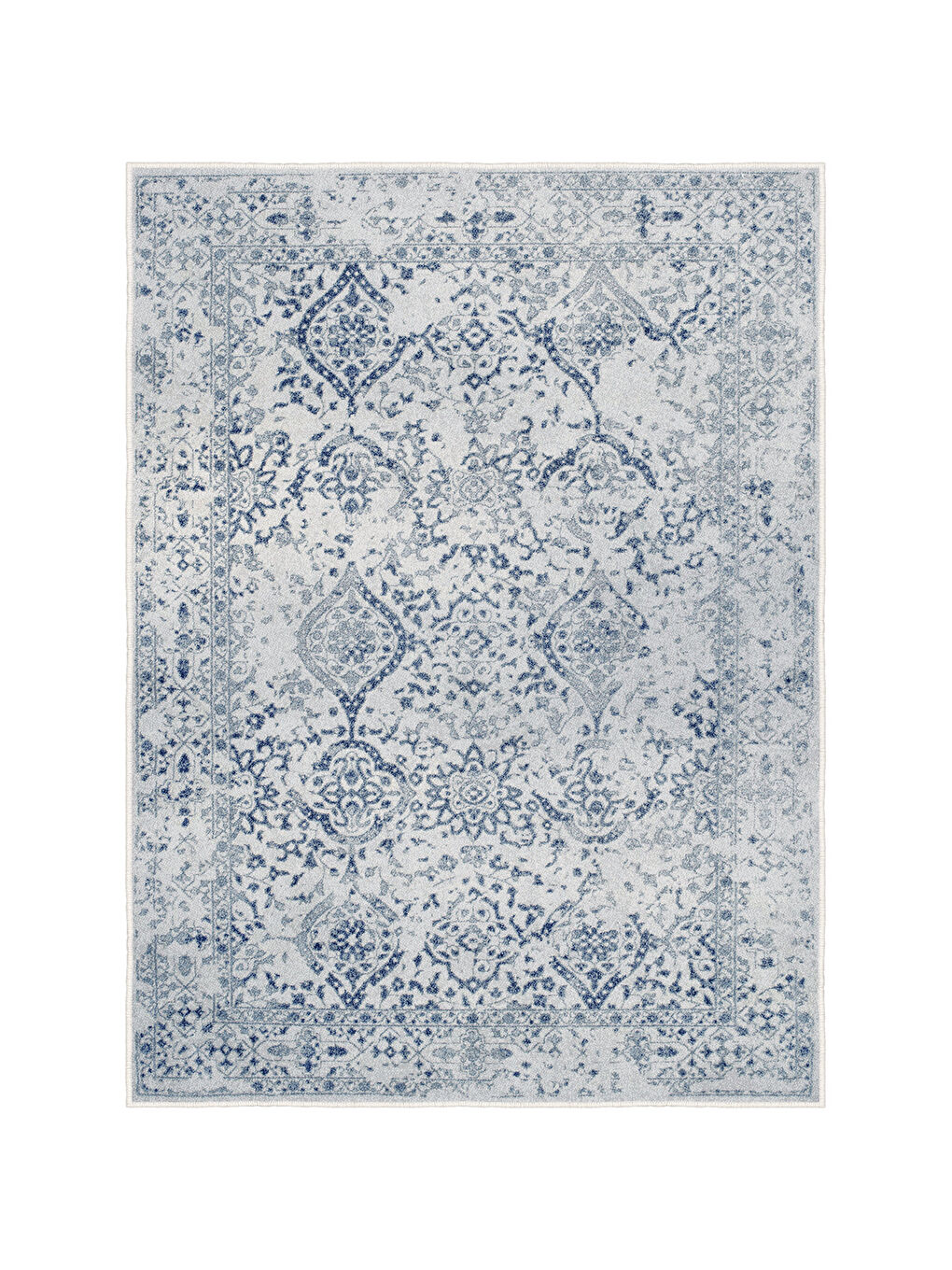 Mavi Dekoratif Özel Tasarım Yıkanabilir İnce Kaymaz Tabanlı Modern Halı KECE FR07