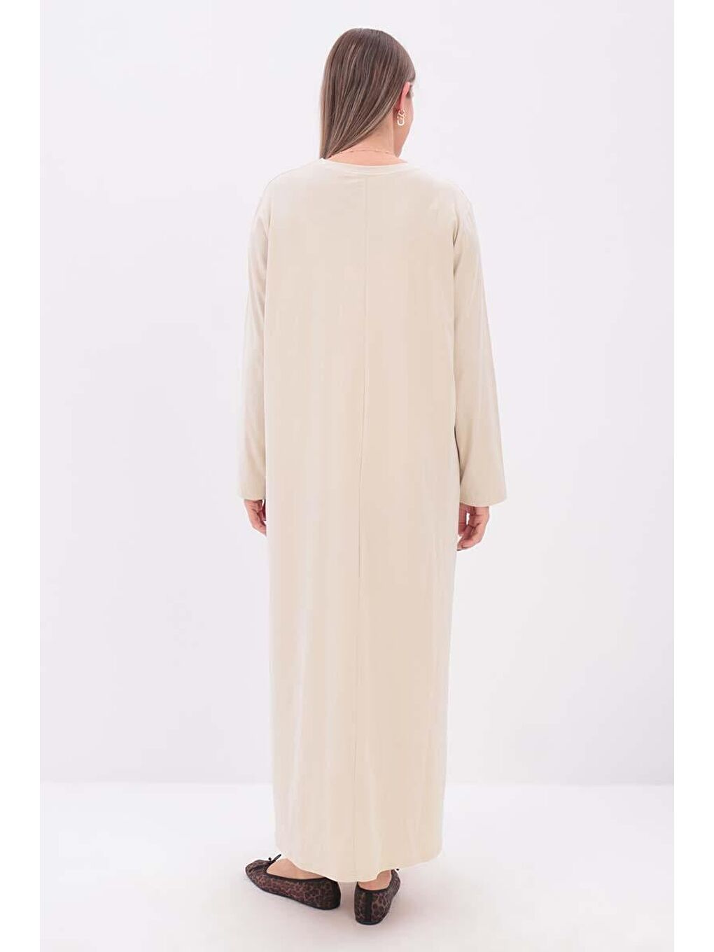 Bej Taş-Uzun Kollu İçlik Elbise-3