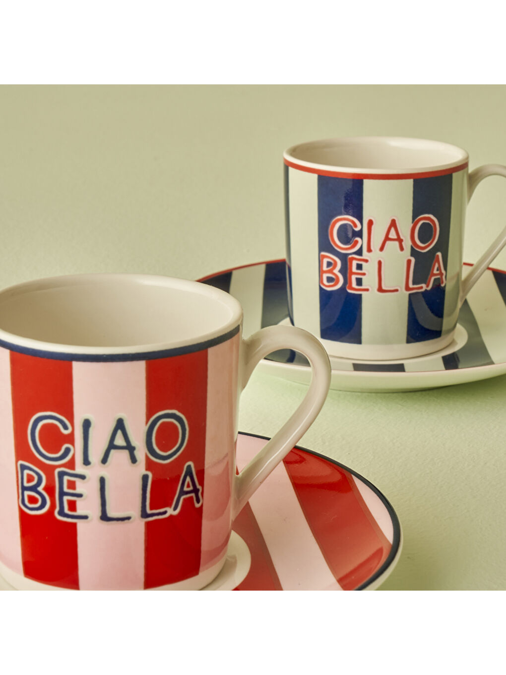 Line 2'li Kahve Fincanı Kırmızı-Mavi (90 cc)-1