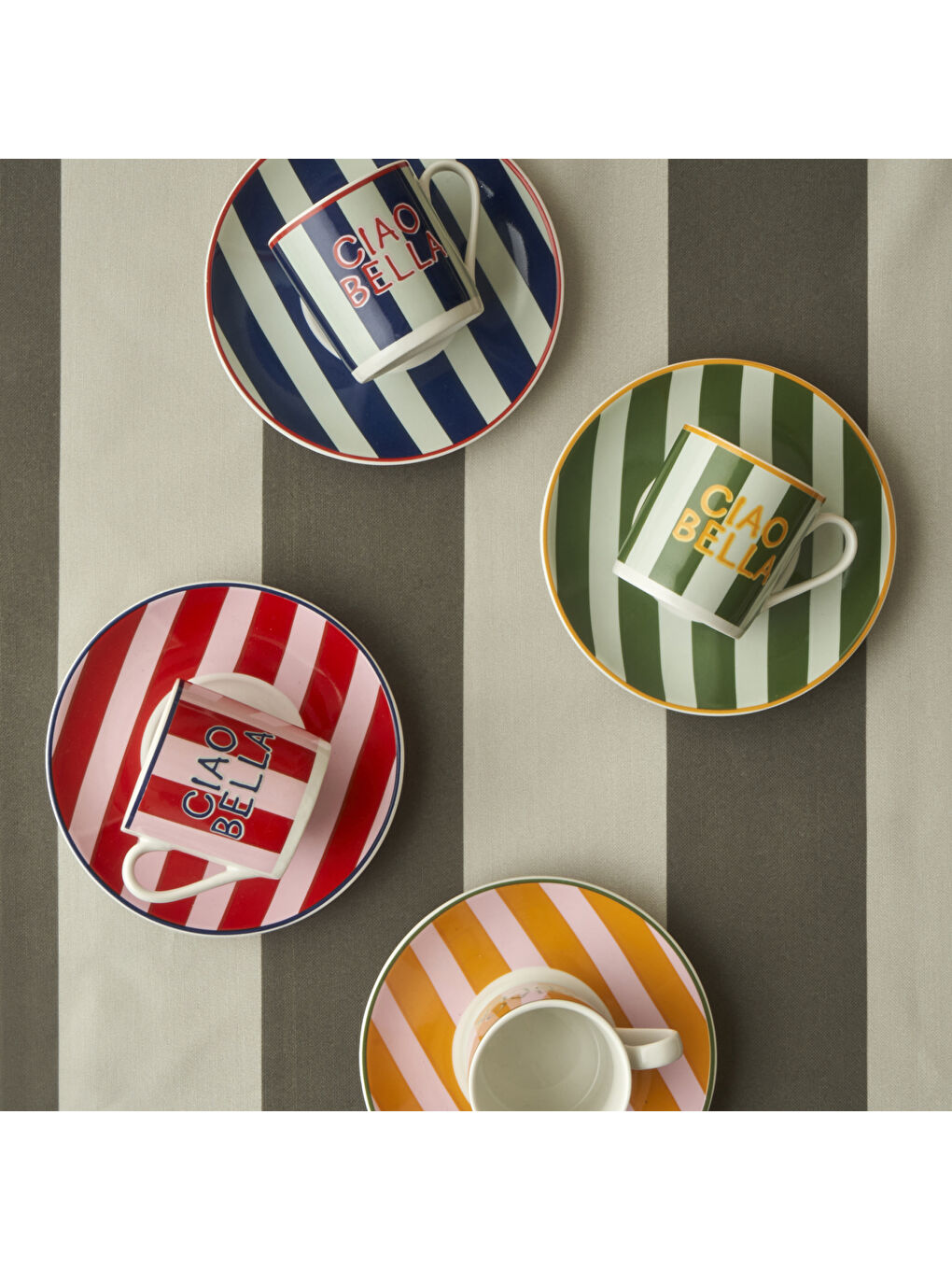 Line 2'li Kahve Fincanı Kırmızı-Mavi (90 cc)-2