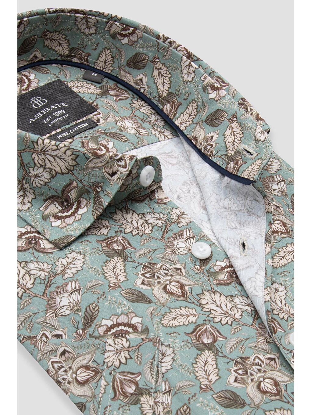 Vento Poplin Pamuklu Comfort Fit Yeşil Klasik Yaka Erkek Baskılı %100 Pamuk Gömlek-5