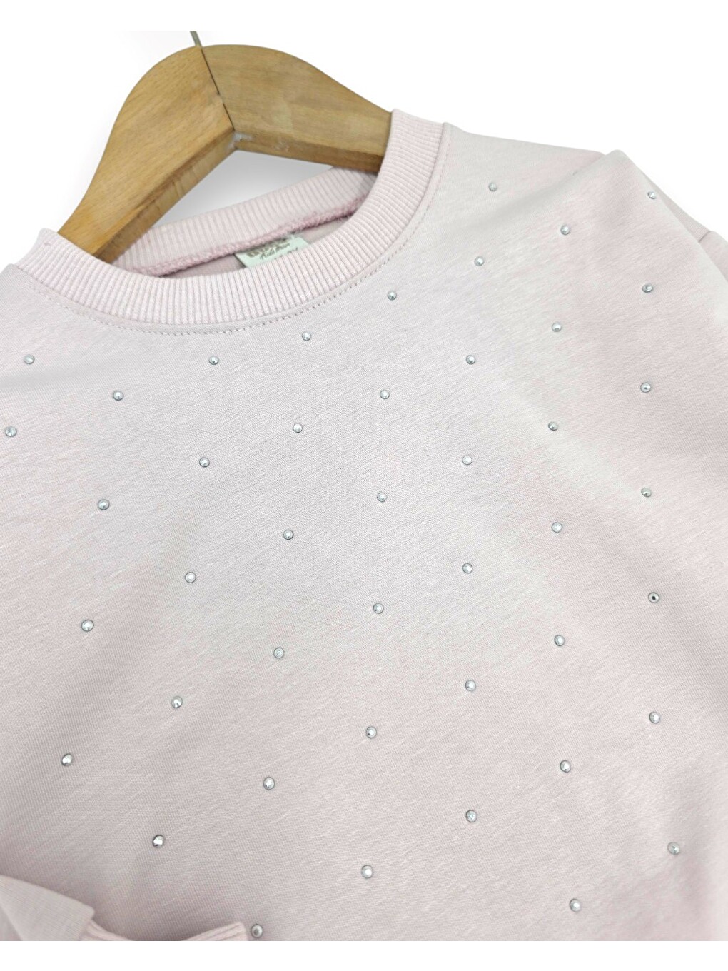 Pembe Kız Çocuk Mevsimlik Taşlı, Çimalı Pantalonlu Eşofman Takımı-3