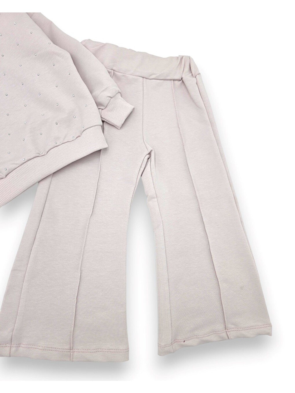 Pembe Kız Çocuk Mevsimlik Taşlı, Çimalı Pantalonlu Eşofman Takımı-5