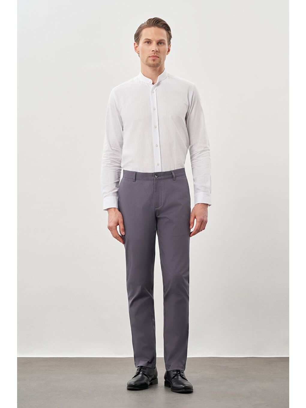 Gri Füme Pamuklu Yandan Cepli Casual Slim Fit Chino Pantolon 1003245168-1