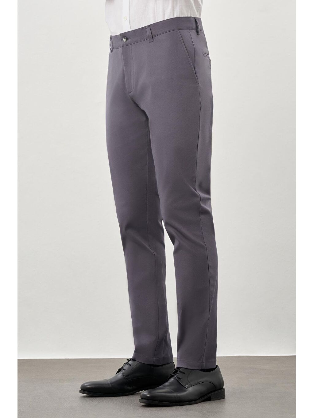 Gri Füme Pamuklu Yandan Cepli Casual Slim Fit Chino Pantolon 1003245168-2