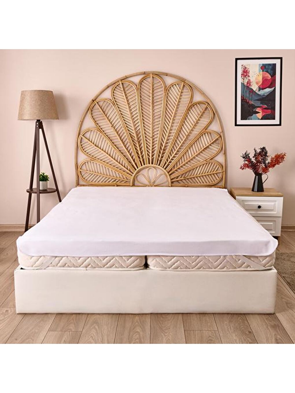 Soft Breeze Pes Çift Kişilik Lastikli Alez - Beyaz - 160x200 cm