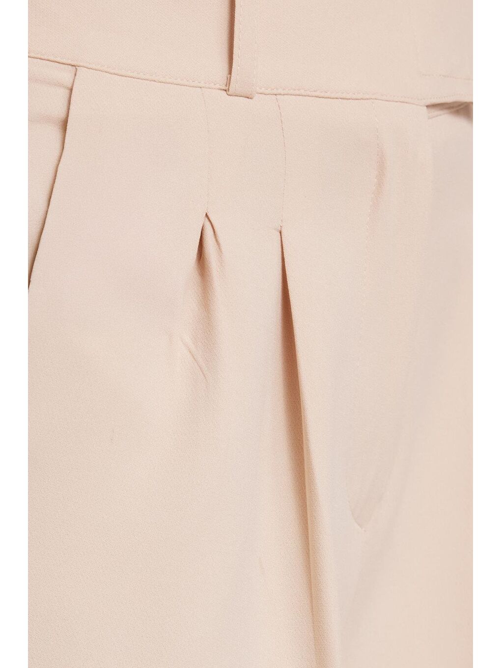 Kadın Regular Fit Klasik Kesim Cırt Kapamalı Palazzo Bej Pantolon-5